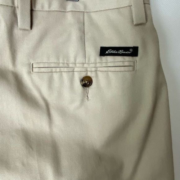 Eddie Bauer men’s casual dress pants ruston fit flat front tan/cream size 33” - Picture 6 of 16
